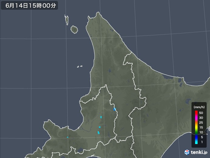 道北の雨雲レーダー(2019年06月14日)