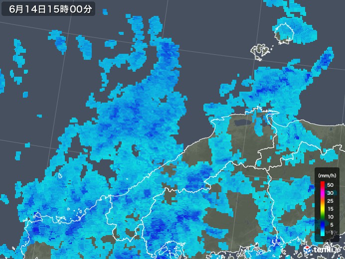 島根県の雨雲レーダー(2019年06月14日)