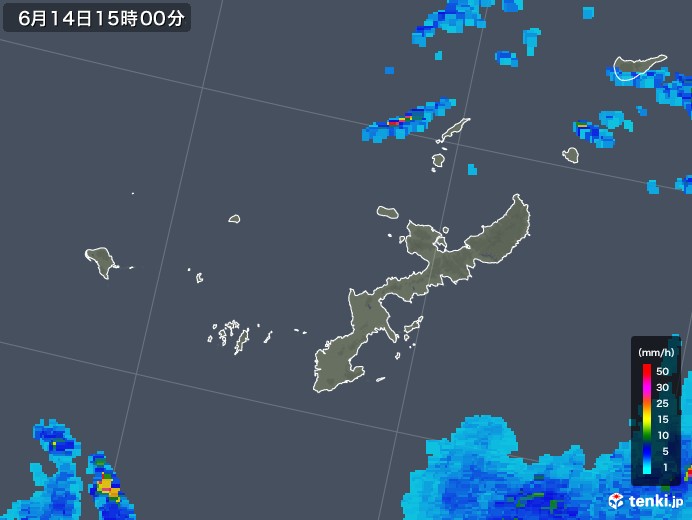 沖縄県の雨雲レーダー(2019年06月14日)