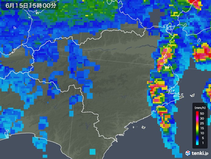 徳島県の雨雲レーダー(2019年06月15日)