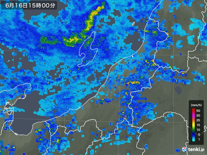 新潟県の雨雲レーダー(2019年06月16日)