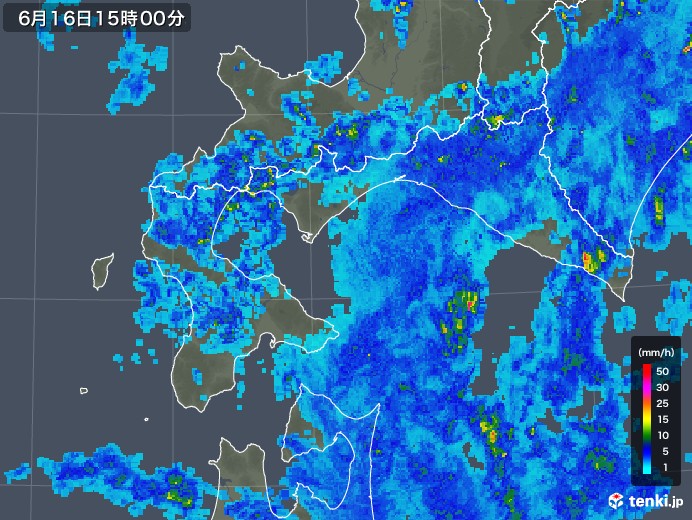 道南の雨雲レーダー(2019年06月16日)