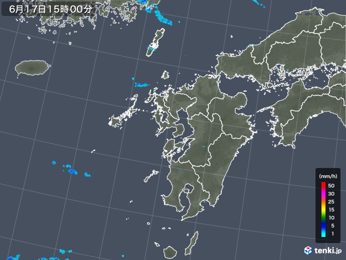 九州地方の雨雲レーダー(2019年06月17日)