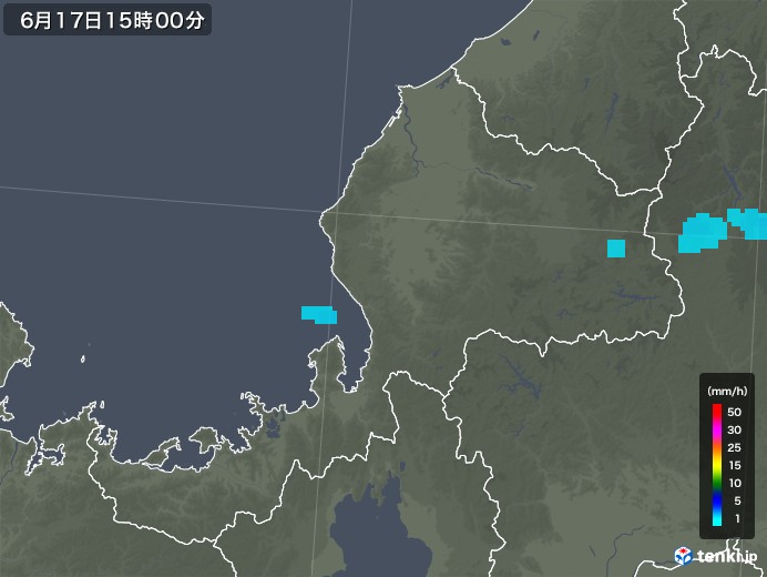 福井県の雨雲レーダー(2019年06月17日)