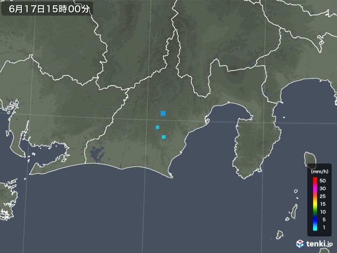 静岡県の雨雲レーダー(2019年06月17日)