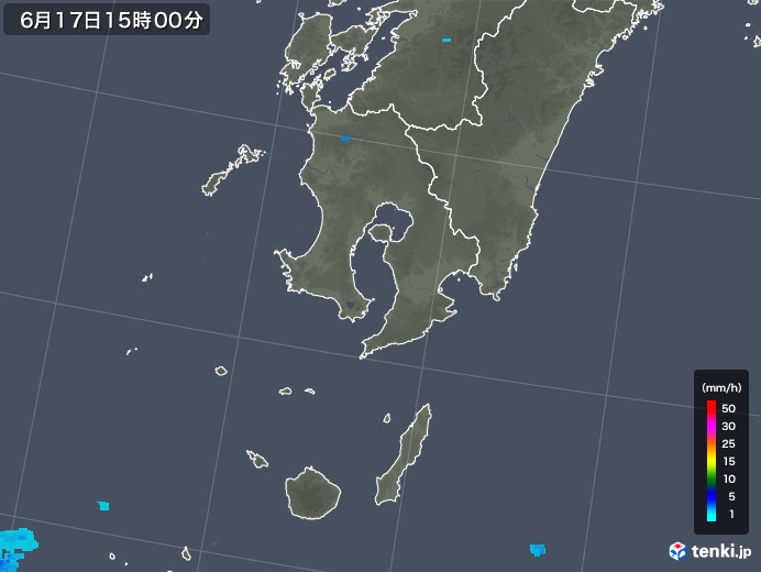 鹿児島県の雨雲レーダー(2019年06月17日)