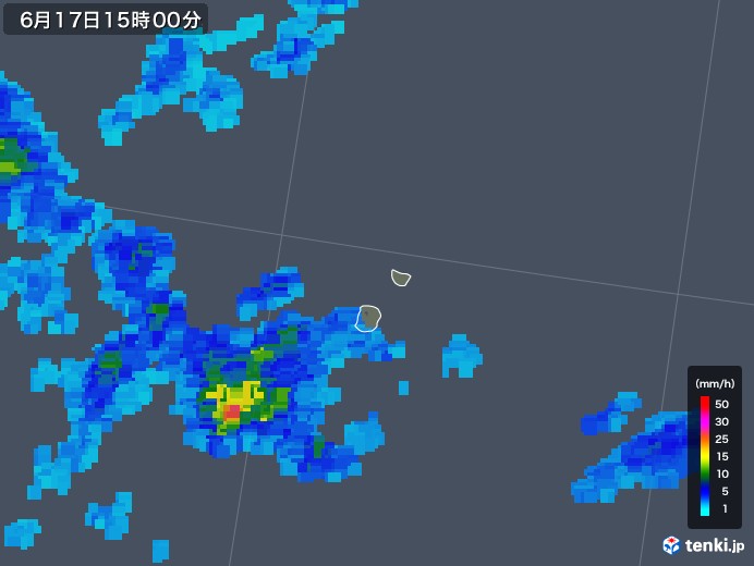 南大東島(沖縄県)の雨雲レーダー(2019年06月17日)