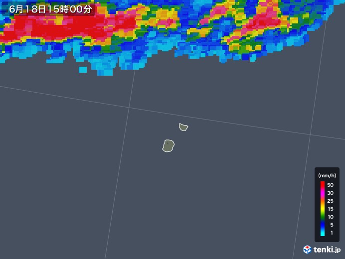 南大東島(沖縄県)の雨雲レーダー(2019年06月18日)