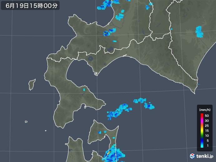 道南の雨雲レーダー(2019年06月19日)