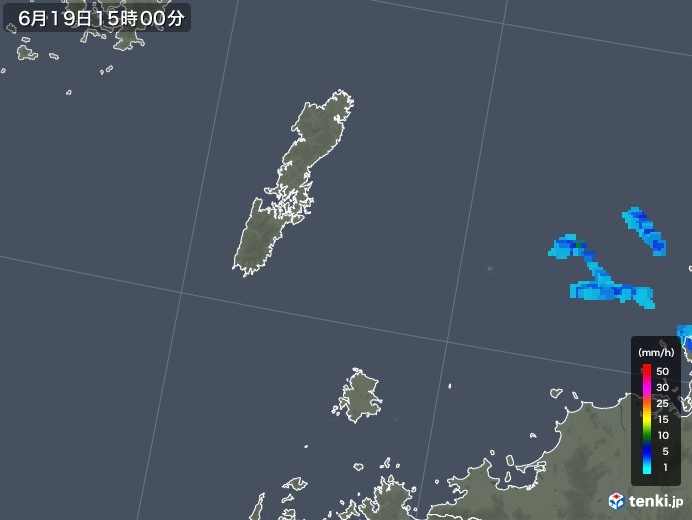壱岐・対馬(長崎県)の雨雲レーダー(2019年06月19日)