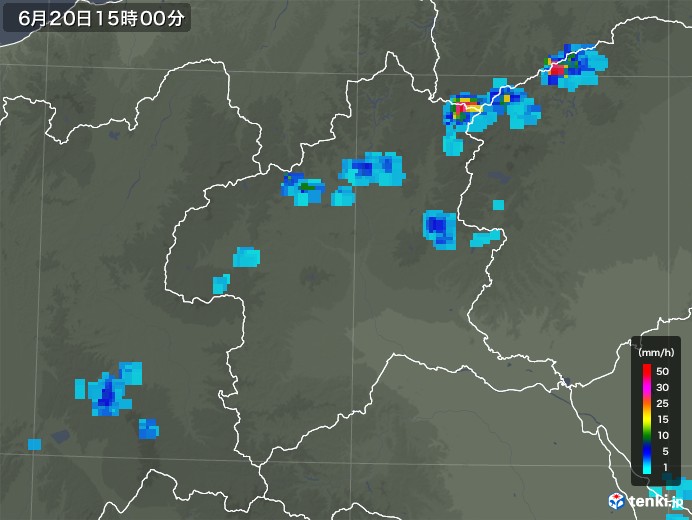 群馬県の雨雲レーダー(2019年06月20日)