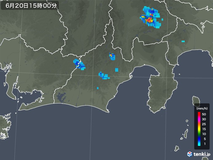 静岡県の雨雲レーダー(2019年06月20日)