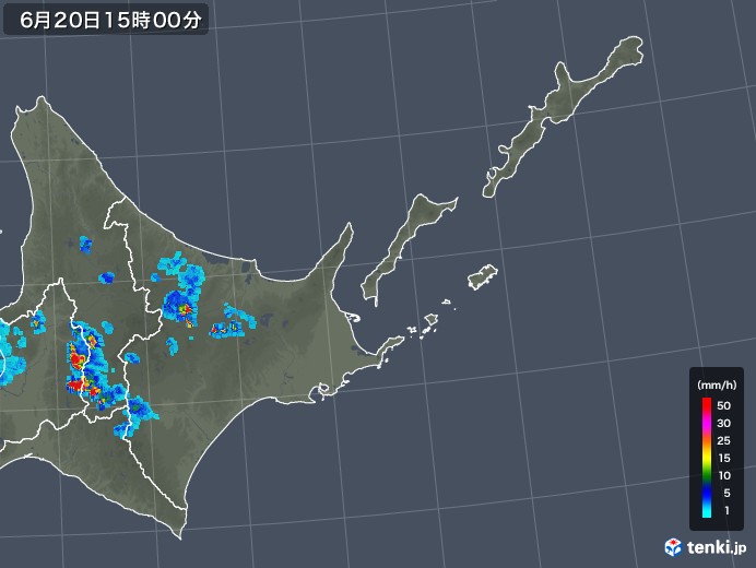 道東の雨雲レーダー(2019年06月20日)