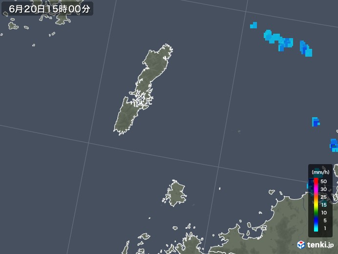 壱岐・対馬(長崎県)の雨雲レーダー(2019年06月20日)