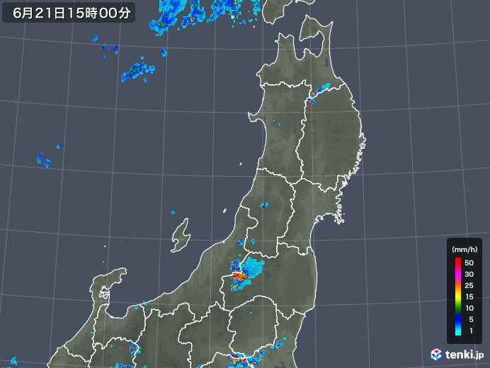 東北地方の雨雲レーダー(2019年06月21日)