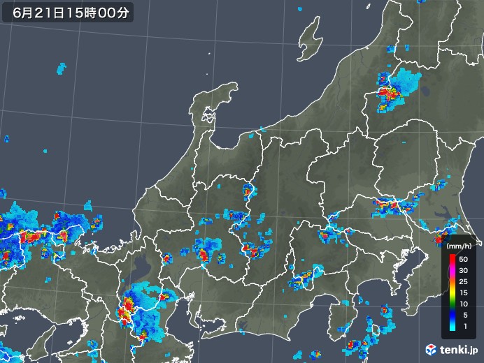北陸地方の雨雲レーダー(2019年06月21日)