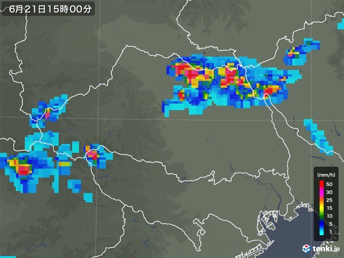 埼玉県の雨雲レーダー(2019年06月21日)