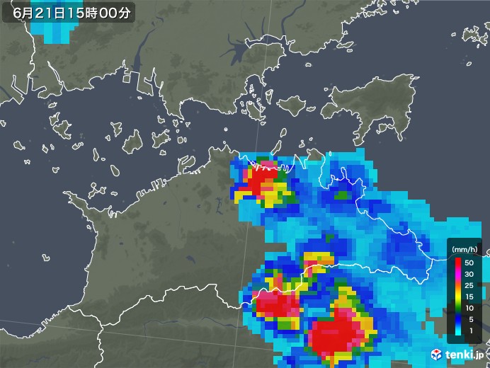 香川県の雨雲レーダー(2019年06月21日)
