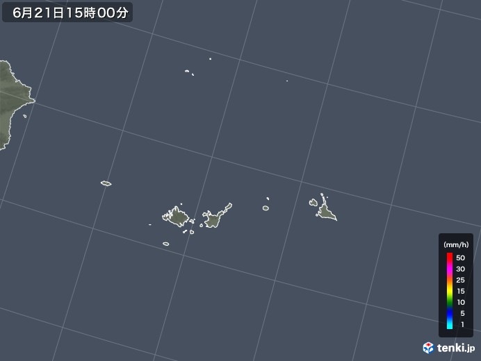 宮古・石垣・与那国(沖縄県)の雨雲レーダー(2019年06月21日)