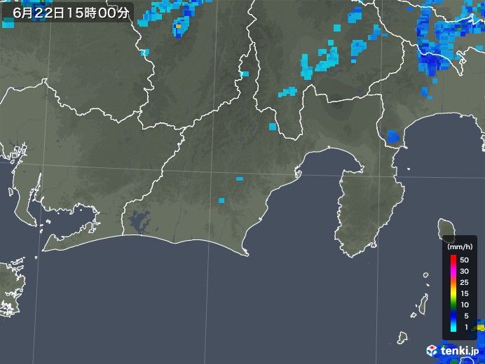 静岡県の雨雲レーダー(2019年06月22日)