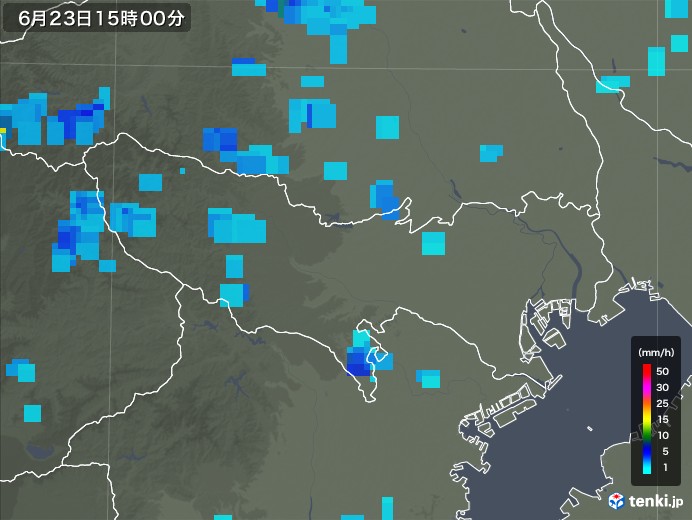 東京都の雨雲レーダー(2019年06月23日)