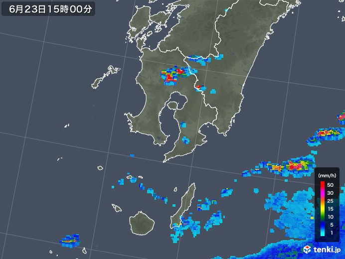 鹿児島県の雨雲レーダー(2019年06月23日)