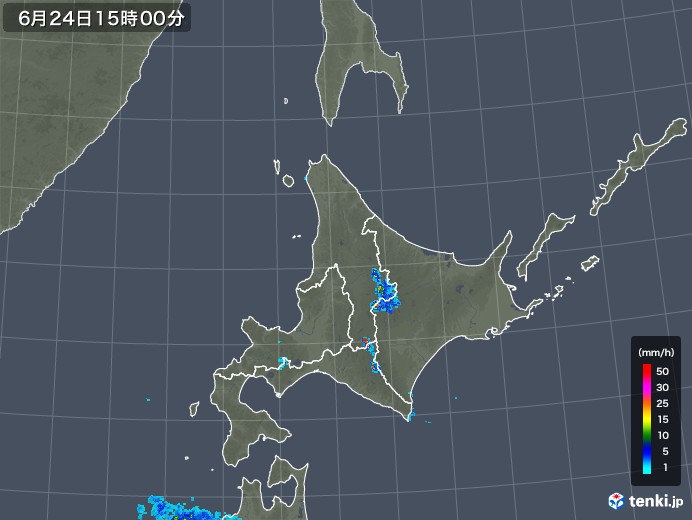 北海道地方の雨雲レーダー(2019年06月24日)