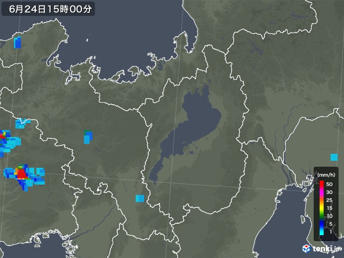 滋賀県の雨雲レーダー(2019年06月24日)