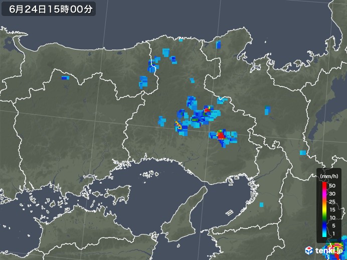 兵庫県の雨雲レーダー(2019年06月24日)