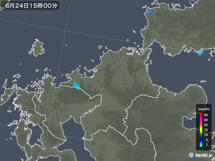 福岡県の雨雲レーダー(2019年06月24日)