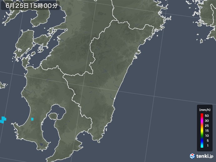 宮崎県の雨雲レーダー(2019年06月25日)