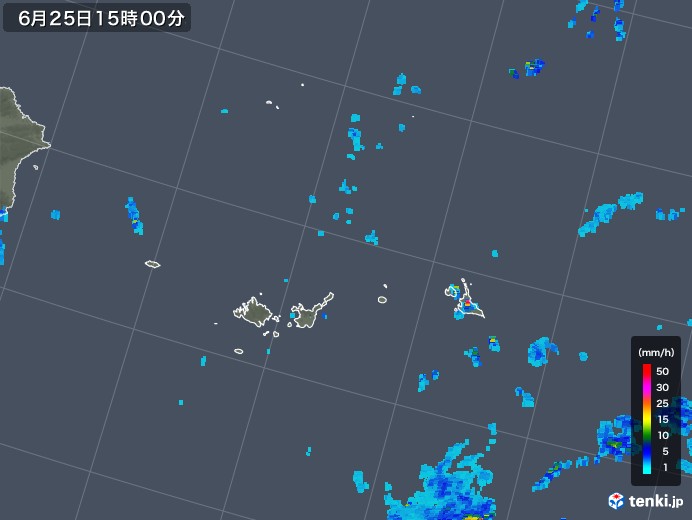 宮古・石垣・与那国(沖縄県)の雨雲レーダー(2019年06月25日)