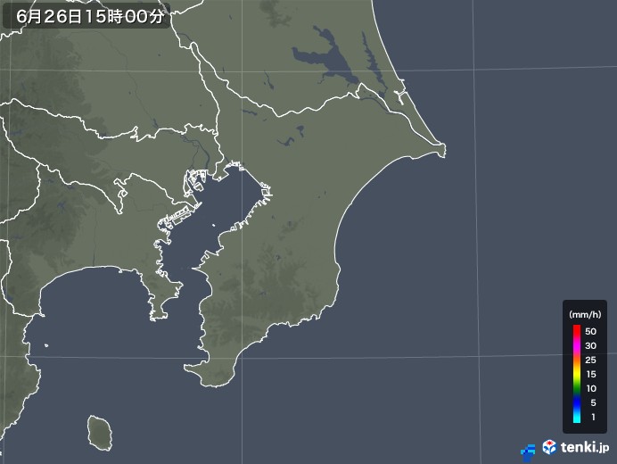 千葉県の雨雲レーダー(2019年06月26日)