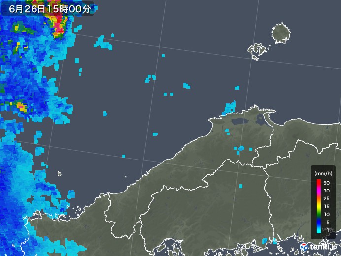 島根県の雨雲レーダー(2019年06月26日)