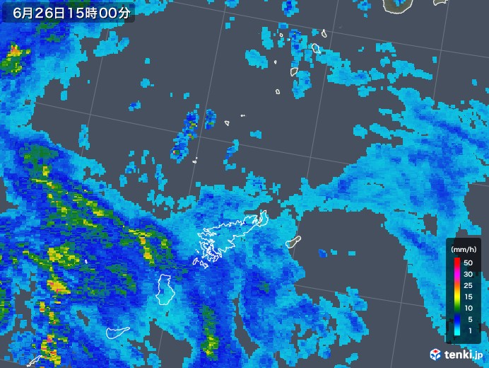 奄美諸島(鹿児島県)の雨雲レーダー(2019年06月26日)
