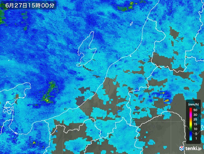 新潟県の雨雲レーダー(2019年06月27日)