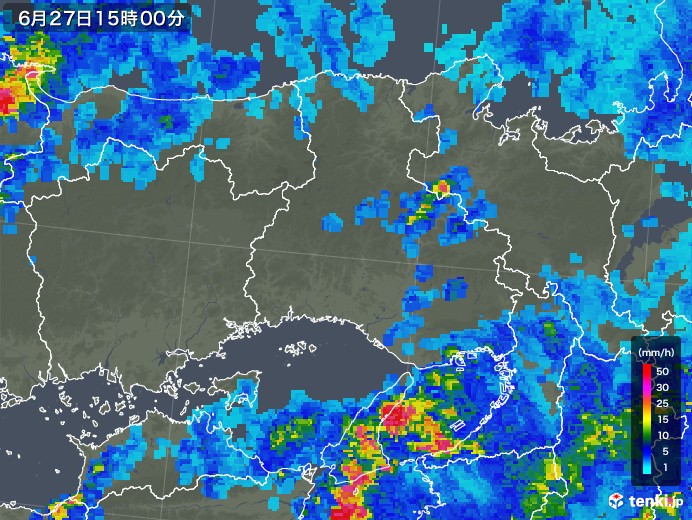 兵庫県の雨雲レーダー(2019年06月27日)