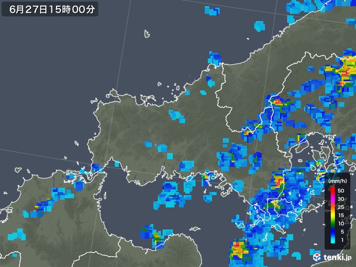 山口県の雨雲レーダー(2019年06月27日)
