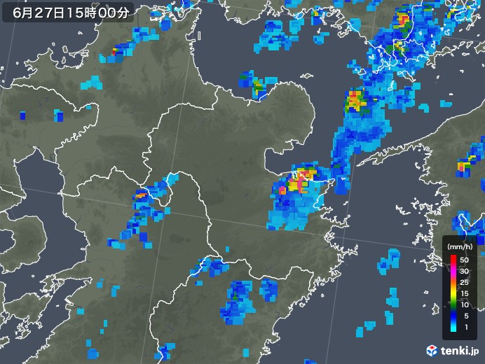 大分県の雨雲レーダー(2019年06月27日)