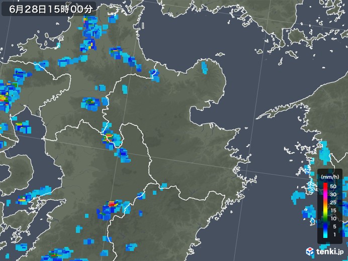 大分県の雨雲レーダー(2019年06月28日)