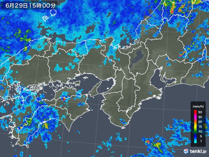 近畿地方の雨雲レーダー(2019年06月29日)