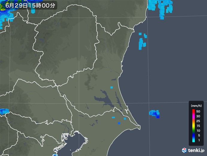 茨城県の雨雲レーダー(2019年06月29日)