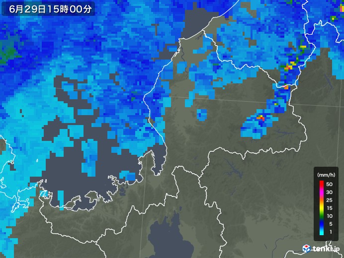 福井県の雨雲レーダー(2019年06月29日)