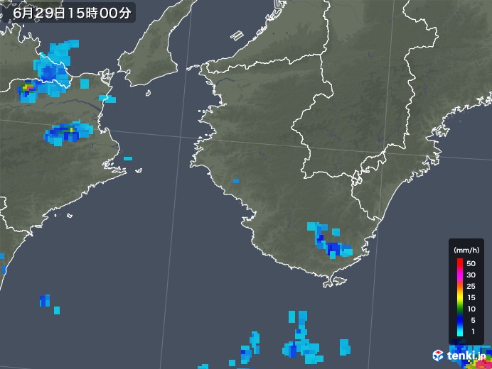 和歌山県の雨雲レーダー(2019年06月29日)