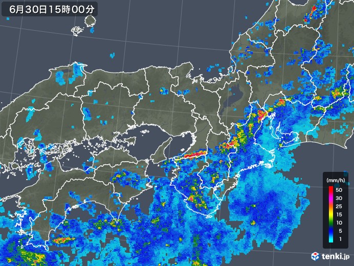 近畿地方の雨雲レーダー(2019年06月30日)