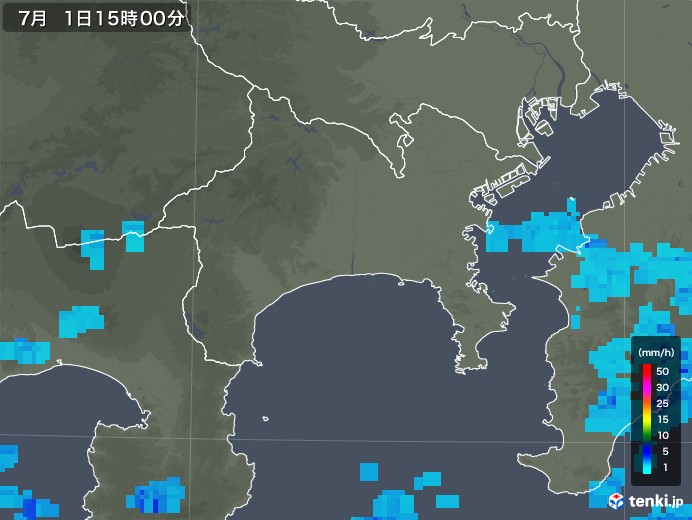 神奈川県の雨雲レーダー(2019年07月01日)