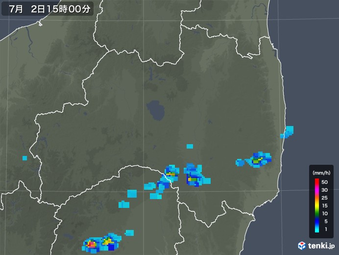 福島県の雨雲レーダー(2019年07月02日)