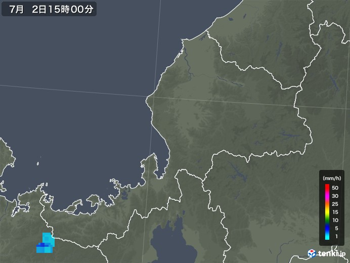 福井県の雨雲レーダー(2019年07月02日)