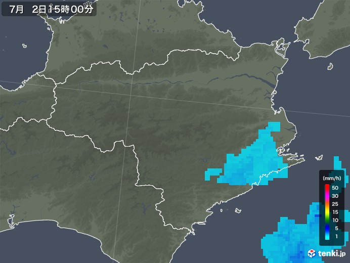 徳島県の雨雲レーダー(2019年07月02日)