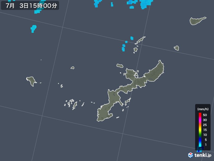 沖縄県の雨雲レーダー(2019年07月03日)
